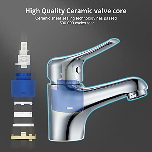 AiHom Grifo de Lavabo con Desagüe Universal,Grifo Baño Mezclador Monomando Lavabo Clásico,Grifo Monomando Lavabo con Válvula para Lavabo,Válvula De Cerámica,Agua Caliente y Fría Ajustable