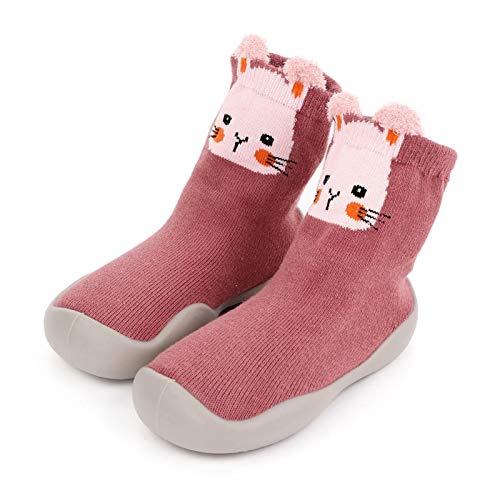 AIHOME Zapatos de calcetines antideslizantes para bebés y niñas, transpirables, gruesos, para interiores y exteriores, para invierno, cálidos