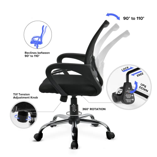 AIHOO Silla de oficina ergonómica giratoria con altura ajustable, malla de carga máxima de 150 kg