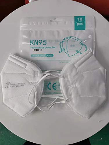 AIKOZ 5 Capas KN95 Mascarilla filtrante de partículas FFP2 NR, certificado CE2834, 100 unidades (100)