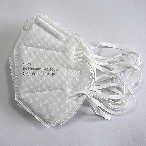 AIKOZ 5 Capas KN95 Mascarilla filtrante de partículas FFP2 NR, certificado CE2834, 100 unidades (100)