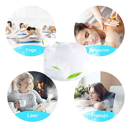 AIMIUVEI 500ml Humidificador Aromaterapia Ultrasonico con Mando a Distancia, Difusor de Aceites Esenciales Aromaterapia Ultra Silencioso, Purificador de Aire y 7 Luces LED Humidificador para Bebes etc