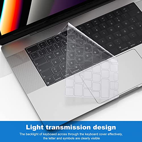 AINOYA 2021 MacBook Pro 14 Pulgadas / 2021 MacBook Pro 16 Pulgadas (Modèle: M1 Pro / M1 Max A2485 A2442) Cubierta del Teclad, QWERTY Español Diseño - TPU Claro