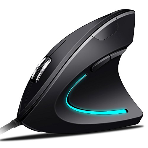 AIRENA Ratón ergonómico, Ratón Vertical – Prevención del Brazo del ratón – Codo de Tenis (síndrome de RSI) – Especialmente Suave en el Brazo, 4 dpi Ajustable 800/1200/1600/3200 para portátil, PC