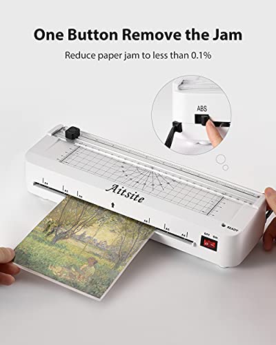 Aitsite Plastificadoras Máquina A4 A5 A7 para Laminadora con Redondeador Máquina para Plastificar con Función ABS / 16 Bolsitas 5-EN-1 Plastificadoras 30cm/min para el Uso en Colegio, Oficina y Hogar