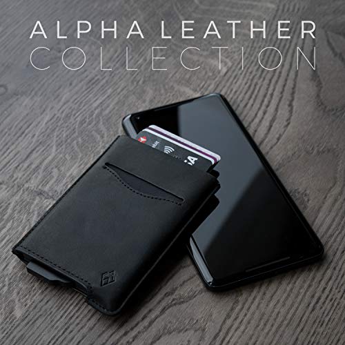 AKIELO Tarjetero de Hombre de Piel con Bloqueo RFID y Caja Regalo – Cartera de Hombre para Tarjetas – Cartera Tarjetero de Hombre y Protector de Tarjetas Contactless (Colección Alpha)