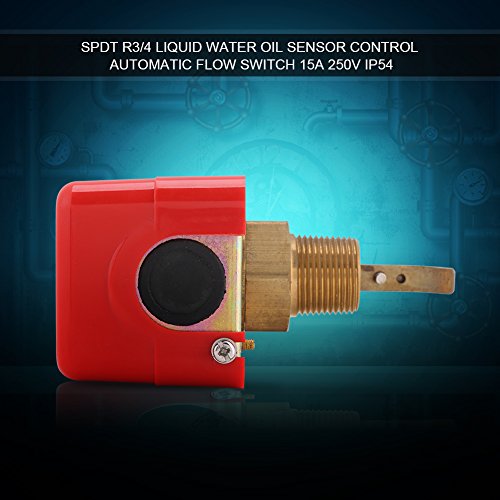 Akozon Controlador de Flujo de Líquido Interruptor SPDT R3/4 Control de Sensor de Aceite de Agua Líquida Interruptor de Flujo Tipo Paleta Automático 15A 250V IP54