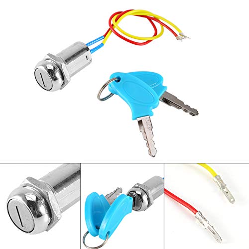 Akozon Interruptor de Encendido, Llave de Bloqueo de 2 Cables Cerradura de Llaves para Scooter Eléctrico ATV Ciclomotor Kart