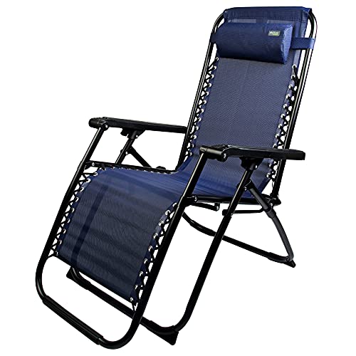 Aktive 62190 - Hamaca plegable, gravedad cero, color azul, Hamacas jardín, con cojín, mide 65x90x108 cm, Silla gravedad cero, estructura acero cromado, Aktive Garden