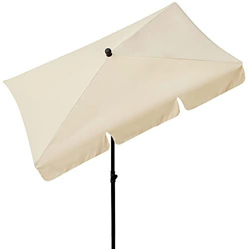 Aktive 85090 - Sombrilla terraza exterior, Sombrilla rectangular, Sombrilla balcón rectangular, filtro UV, color crema, 200x150 cm, palo flexible, altura regulable, Aktive Garden