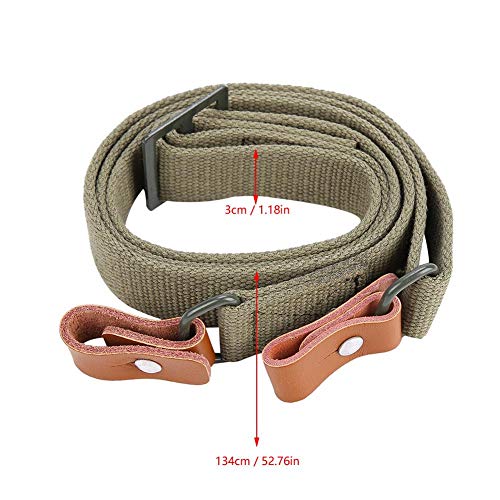 Al Aire Libre Ajustable 2 Puntos Caza Rifle Sling Correa Hecha por Nylon de Alta Densidad y Cuero de Vaca Fuerte usable y Duradero(Army Green)