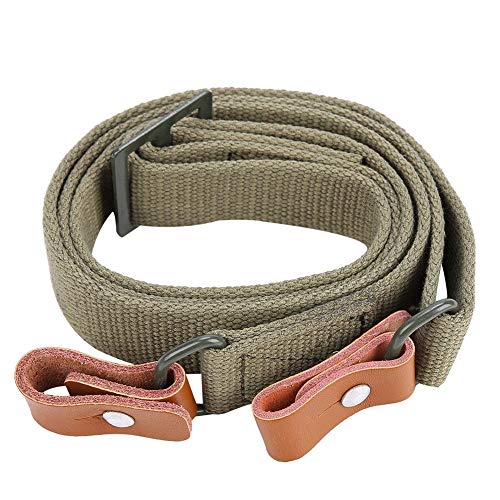 Al Aire Libre Ajustable 2 Puntos Caza Rifle Sling Correa Hecha por Nylon de Alta Densidad y Cuero de Vaca Fuerte usable y Duradero(Army Green)