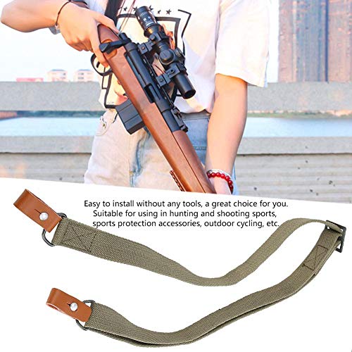 Al Aire Libre Ajustable 2 Puntos Caza Rifle Sling Correa Hecha por Nylon de Alta Densidad y Cuero de Vaca Fuerte usable y Duradero(Army Green)