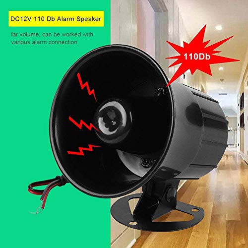 Alarma sonora cableada Bocina 110db DC 12V Advertencia de seguridad/Bocina de sirena antirrobo Parlante ruidoso para seguridad en el hogar Sistema de monitoreo Seguridad interior y exterior