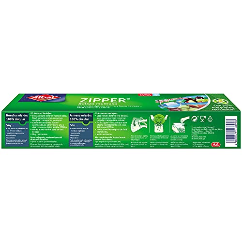 Albal Bolsas multiuso, ZIPPER, cierre hermético de cremallera, tamaño grande (3L), 8 unidades