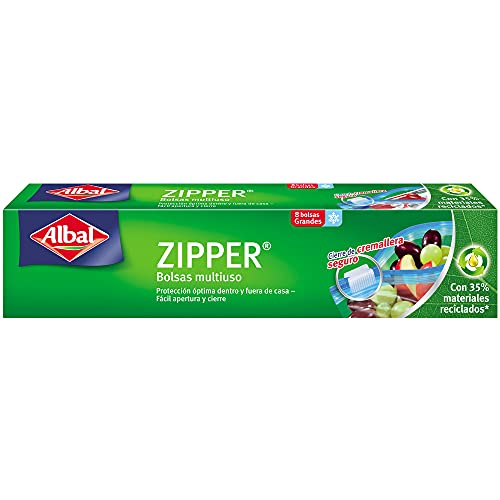 Albal Bolsas multiuso, ZIPPER, cierre hermético de cremallera, tamaño grande (3L), 8 unidades