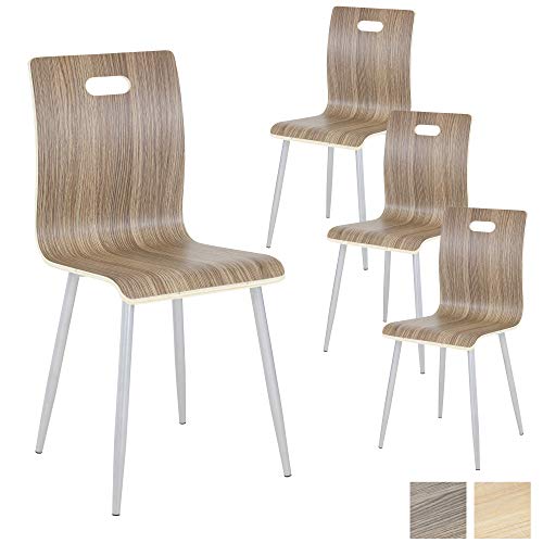 Albatros Silla de Cocina y de Comedor Turin, Set de 4 sillas, Nogal, de Madera contrachapada