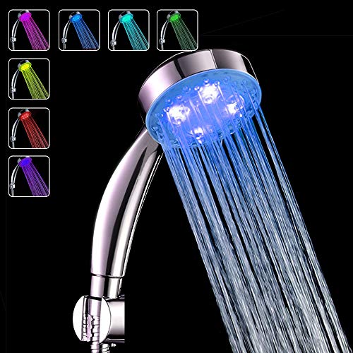 Alcachofa de ducha con luces led de 7 colores, alcachofa ducha led, AUA cambia los colores de la cabeza de ducha 7 gradualmente cambiando automáticamente