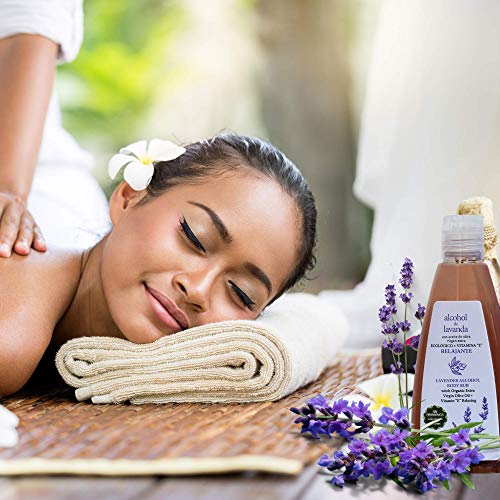 Alcohol Corporal de Lavanda para Masajes, enriquecido con Aceite de Oliva Virgen Extra y Vitamina E. Elaboración 100% artesanal sin parabenos