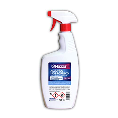 Alcohol Isopropílico Nazza IPA | 99,9% Isopropanol Puro | Limpieza de Componentes Electrónicos, Desinfección de Superficies, Pantallas, Objetivos, Móviles, Placas base | Spray 750 ML