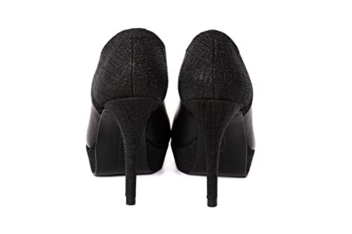 ALEX ORÁA Zapato de Tacón Cerrado de Punta Redonda con Plataforma para Mujer Diseño en Napa y Ante (Numeric_37)
