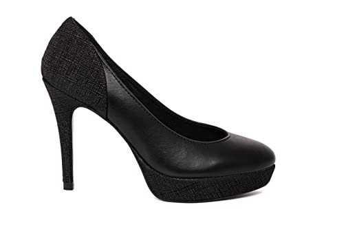 ALEX ORÁA Zapato de Tacón Cerrado de Punta Redonda con Plataforma para Mujer Diseño en Napa y Ante (Numeric_37)