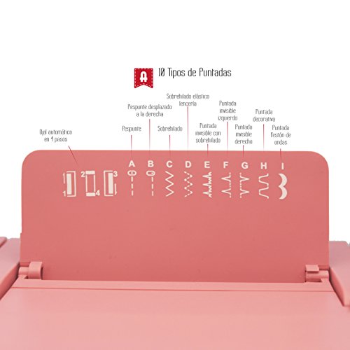 ALFA - Máquina de Coser, Style 20, Rosa, 10 Puntadas, 30 x 19 x 41 Cm, Accesorios Incluidos