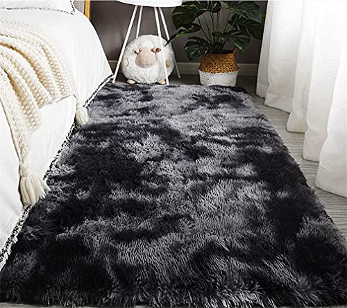 Alfombra de Felpa, Alfombra mullida, Alfombra Antideslizante para el hogar, Felpudo Cuadrado, Adecuado para la decoración de Salas de Estar y dormitorios (Gris Oscuro, 80x160cm)