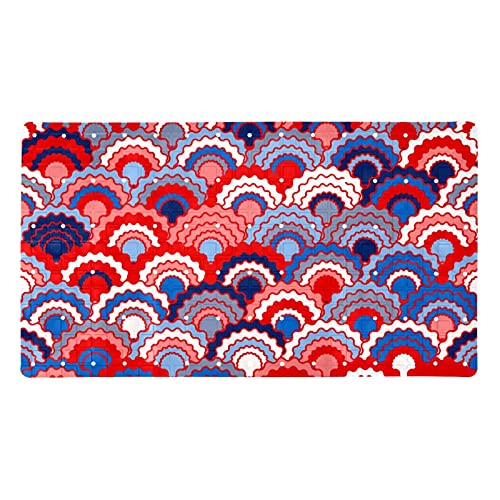 Alfombrilla antideslizante para bañera de bebé, antideslizante, con ventosas, colores abstractos, básculas, vintage, patrón de bañeras, masaje, alfombrilla de ducha