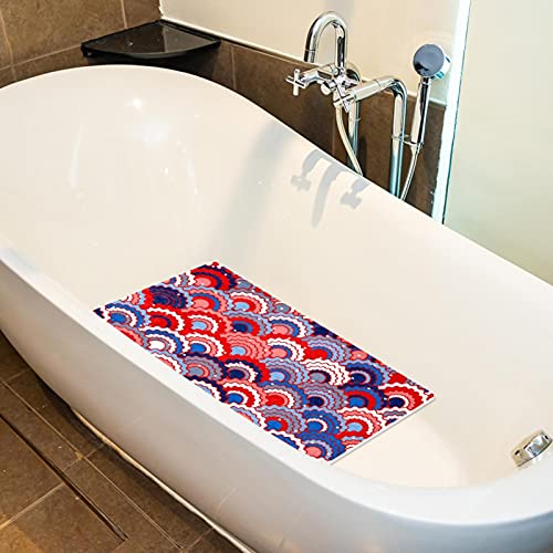 Alfombrilla antideslizante para bañera de bebé, antideslizante, con ventosas, colores abstractos, básculas, vintage, patrón de bañeras, masaje, alfombrilla de ducha