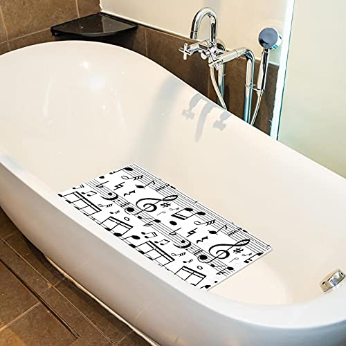 Alfombrilla antideslizante para bañera de bebé, antideslizante, con ventosas, notas musicales en blanco y negro sobre básculas, bañeras de masaje, alfombrilla de ducha