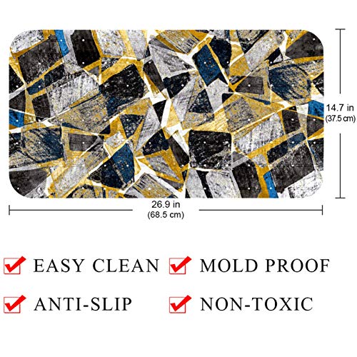 Alfombrilla de baño original antideslizante (68,3 x 37,3 cm), obra de arte en estilo geométrico moderno, para adultos y niños, bañeras lisas/sin textura