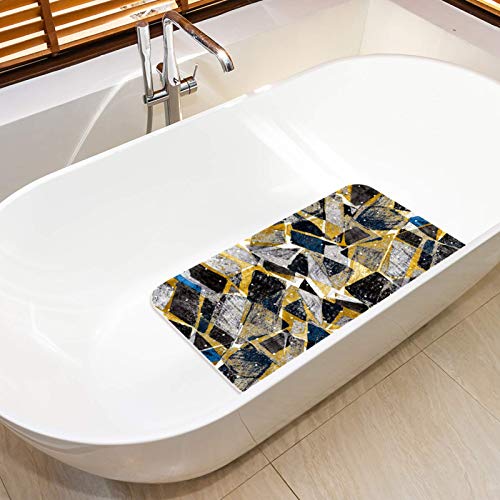 Alfombrilla de baño original antideslizante (68,3 x 37,3 cm), obra de arte en estilo geométrico moderno, para adultos y niños, bañeras lisas/sin textura