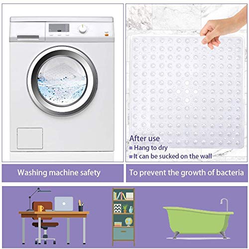 Alfombrilla Transparente Antideslizante para Baño, Alfombrilla Cuadrada Antideslizante para Ducha, Orificio Con Fugas Con Ventosa, Utilizada en Baños Familiares, Hoteles o Duchas para Mascotas