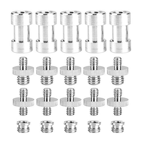 Alinory Tornillo convertidor 1/4 Juego de Cabeza esférica para cámara Adaptador de Tornillo 3/8 Tornillos roscados Convertidor Adaptador de Zapata Montaje Taller de reparación para cámara de Viaje