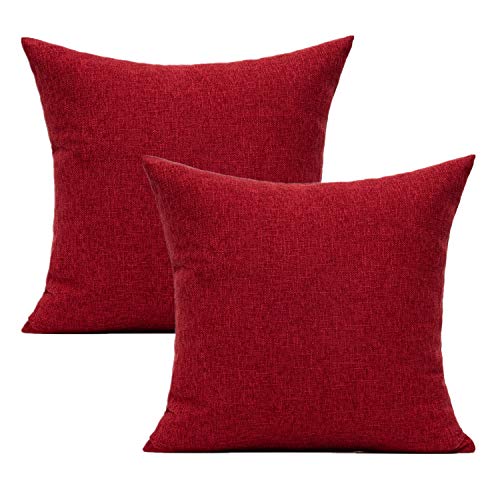 All Smiles Rojo Claro burdeos Exterior Fundas de cojín y de Almohada Decorativas para Patio Decoración del Hogar de Navidad Para Sofá y Cama de 45x45CM，2PC