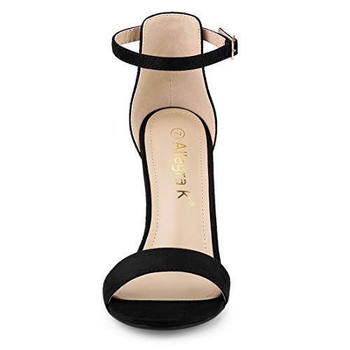 Allegra K Sandalias de tacón alto con correa al tobillo para mujer, color Negro, talla 38.5 EU