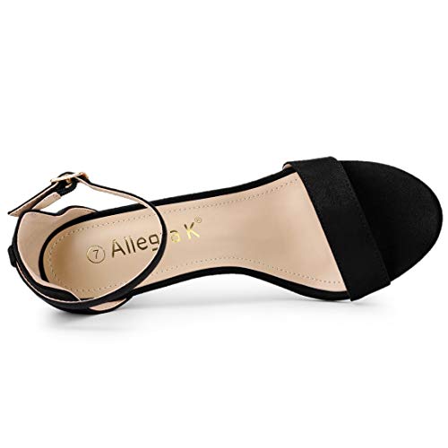 Allegra K Sandalias de tacón alto con correa al tobillo para mujer, color Negro, talla 38.5 EU