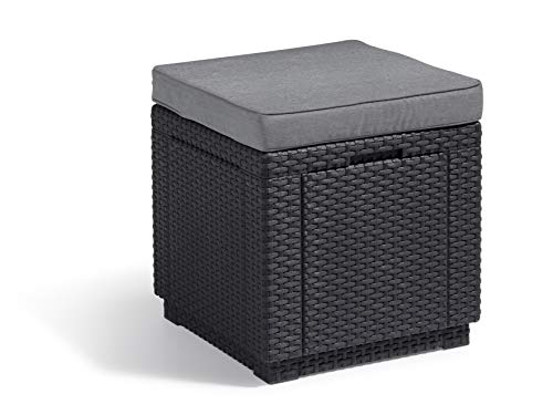 Allibert Cube w Taburete, Gris Grafito/Gris (Poly Cotton Cushion)