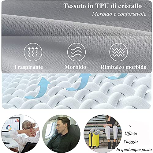 Almohada Cervical Inflable y Ultraligera: Almohada Viaje con Antifaz para Dormir y Tapones para los oídos, Almohadas Hinchable desinflado de 3 s, Almohada de Viaje en avión, Tren (40x28cm)
