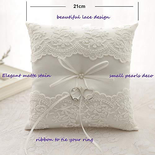 Almohada de anillo de boda 21cm*21cm Marfil (R0657)