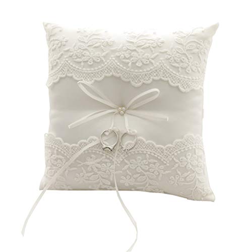 Almohada de anillo de boda 21cm*21cm Marfil (R0657)