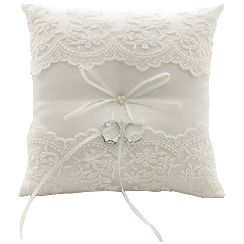 Almohada de anillo de boda 21cm*21cm Marfil (R0657)