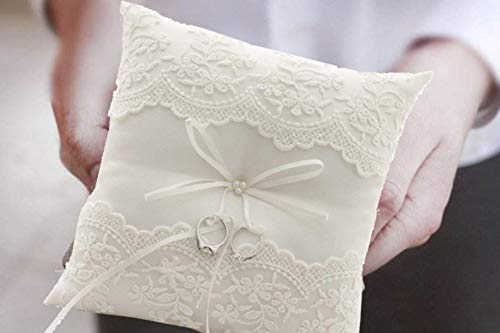 Almohada de anillo de boda 21cm*21cm Marfil (R0657)