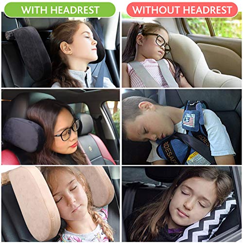 Almohada para reposacabezas de asiento de coche, almohada de espuma viscoelástica de terciopelo suave para el cuello para niños y adultos, ajustable en ambos lados, Duerme mejor en el coche