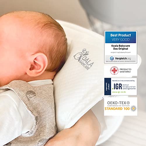 Almohada Plagiocefalia bebé de lactancia Koala Babycare® de memory foam para ayudar a prevenir y tratar la plagiocefalia (cabeza plana) con funda extraíble (con 2 fundas de almohada) - Blanco
