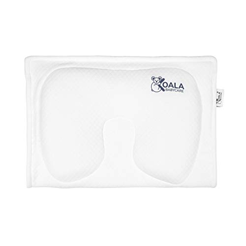 Almohada Plagiocefalia bebé de lactancia Koala Babycare® de memory foam para ayudar a prevenir y tratar la plagiocefalia (cabeza plana) con funda extraíble (con 2 fundas de almohada) - Blanco