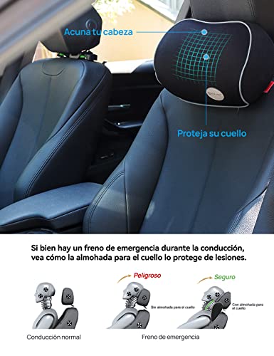 Almohadas para la Espalda y el Cuello para el Automóvil / Vehículo - TRAVEL EASE Cojín de Asiento de Automóvil con Diseño Ortopédico de Espuma Viscoelástica para Aliviar el Dolor de Espalda (Negro)