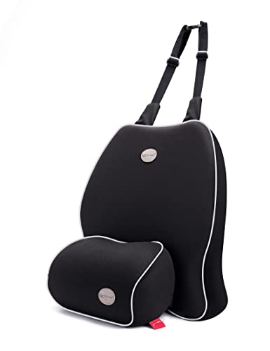 Almohadas para la Espalda y el Cuello para el Automóvil / Vehículo - TRAVEL EASE Cojín de Asiento de Automóvil con Diseño Ortopédico de Espuma Viscoelástica para Aliviar el Dolor de Espalda (Negro)