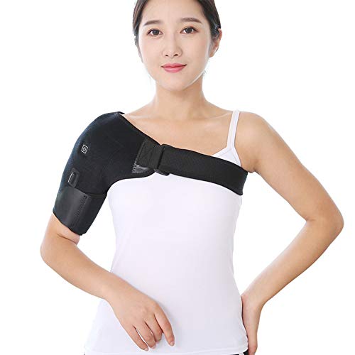Almohadilla térmica para hombros con masajeador de vibración, apagado automático, soporte calefactable para envoltura para el manguito rotador, articulación del tendón, lesión, artritis, alivio del